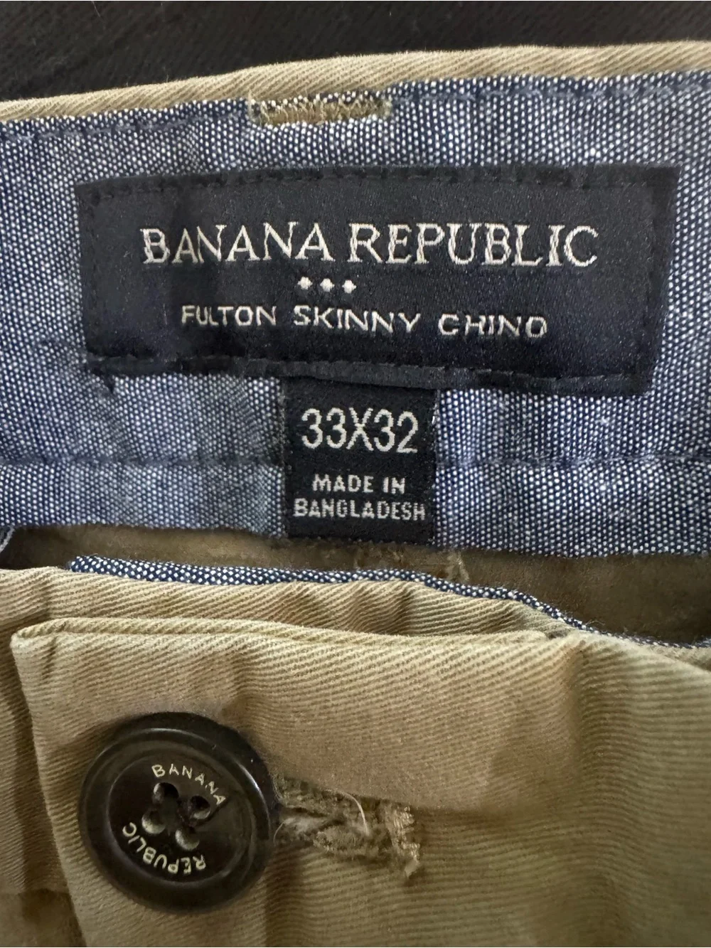 Banana Republic Men's Skinny Fit Chinos in Khaki Tan Size 33/32